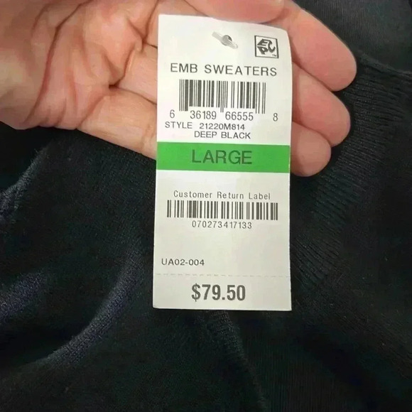 Charter Club Layered-Look Embellished Sweater Black White NWT Size L - Picture 6 of 7